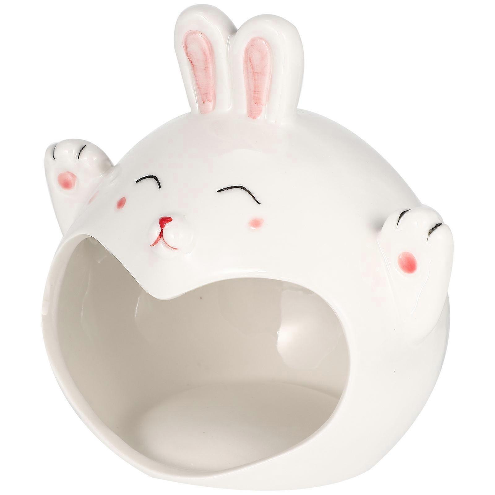 Ceramic Hamster Hideout 3Pcs Deodorizing Sleeping Cartoon Animal Design Perfect For Small Pets 15X10X13.5CM
