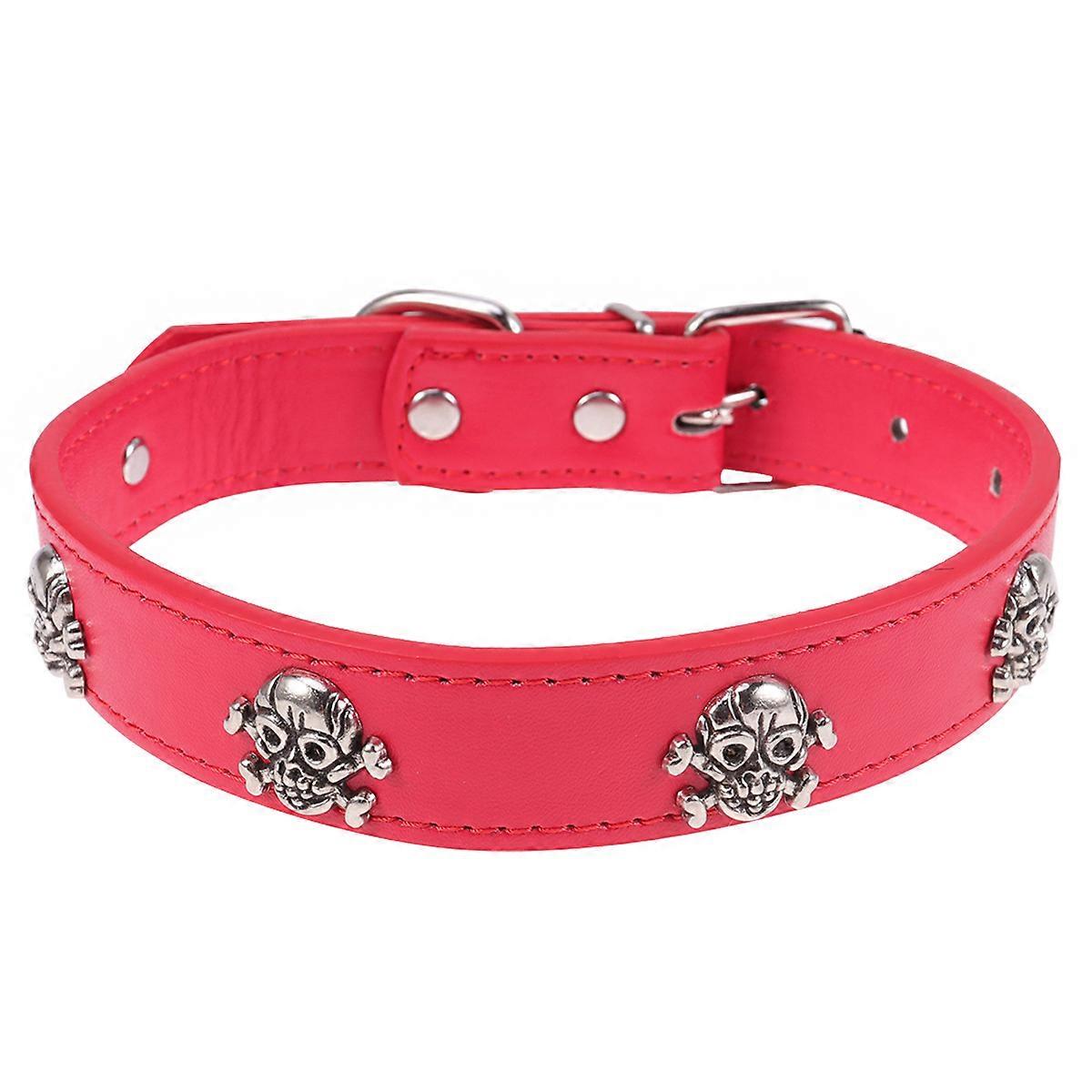 Red Halloween Dog Collar Adjustable with Skull 2Pcs for Pets
