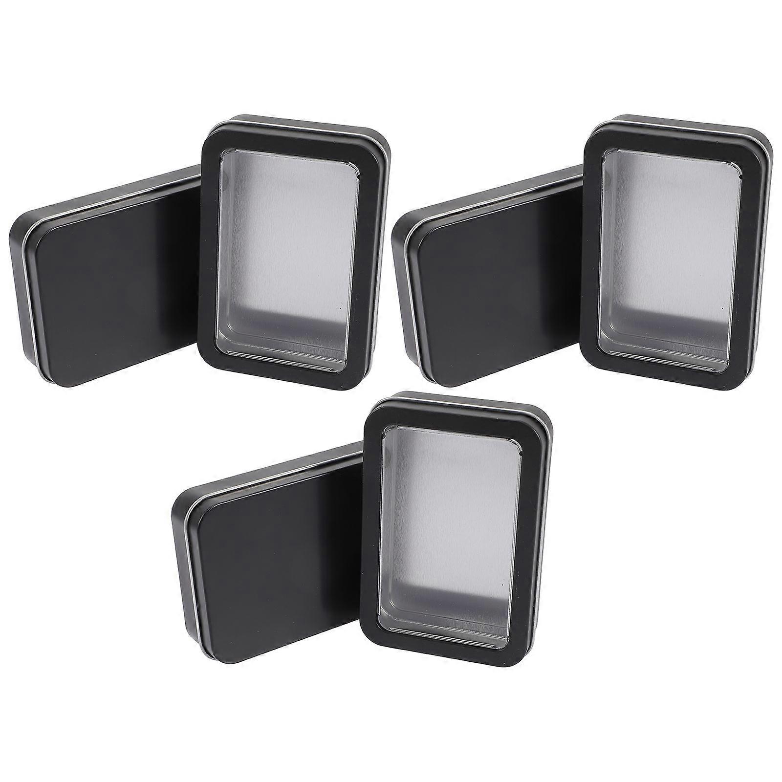 18Pcs Rectangular Tinplate Cards Game Storage Box For Protection And Organization Of Various Items In Black