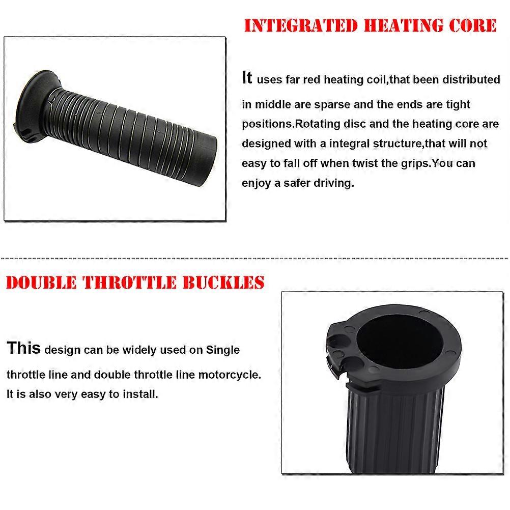 Motorcycle Heated Handlebar Grips 1 Pair Adjustable Temperature Black Ideal For Cold Weather Use