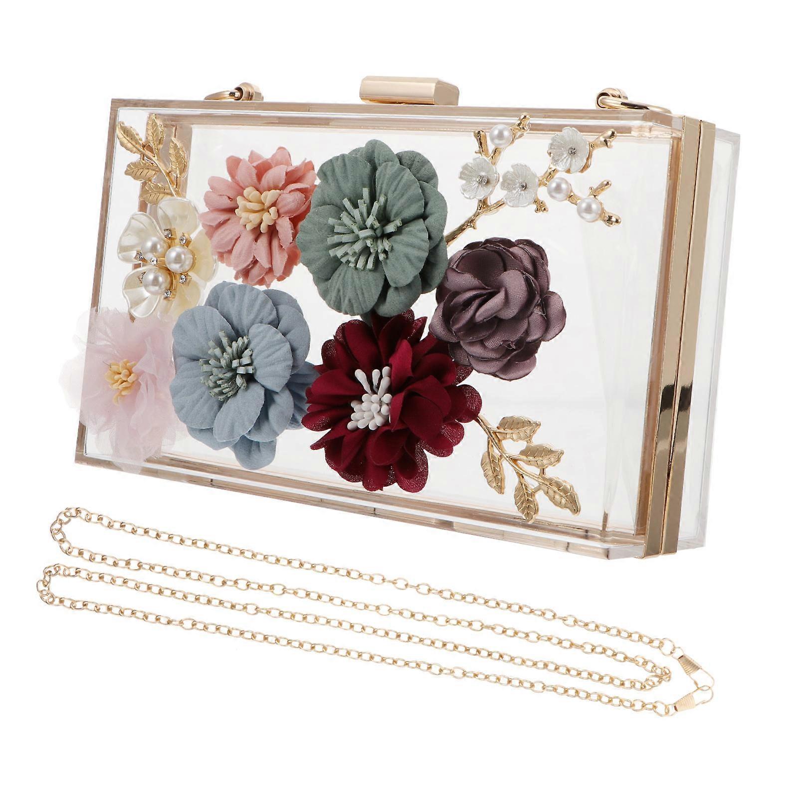 Flower Evening Bag Acrylic Shoulder Bag for Storage Use 3Pcs