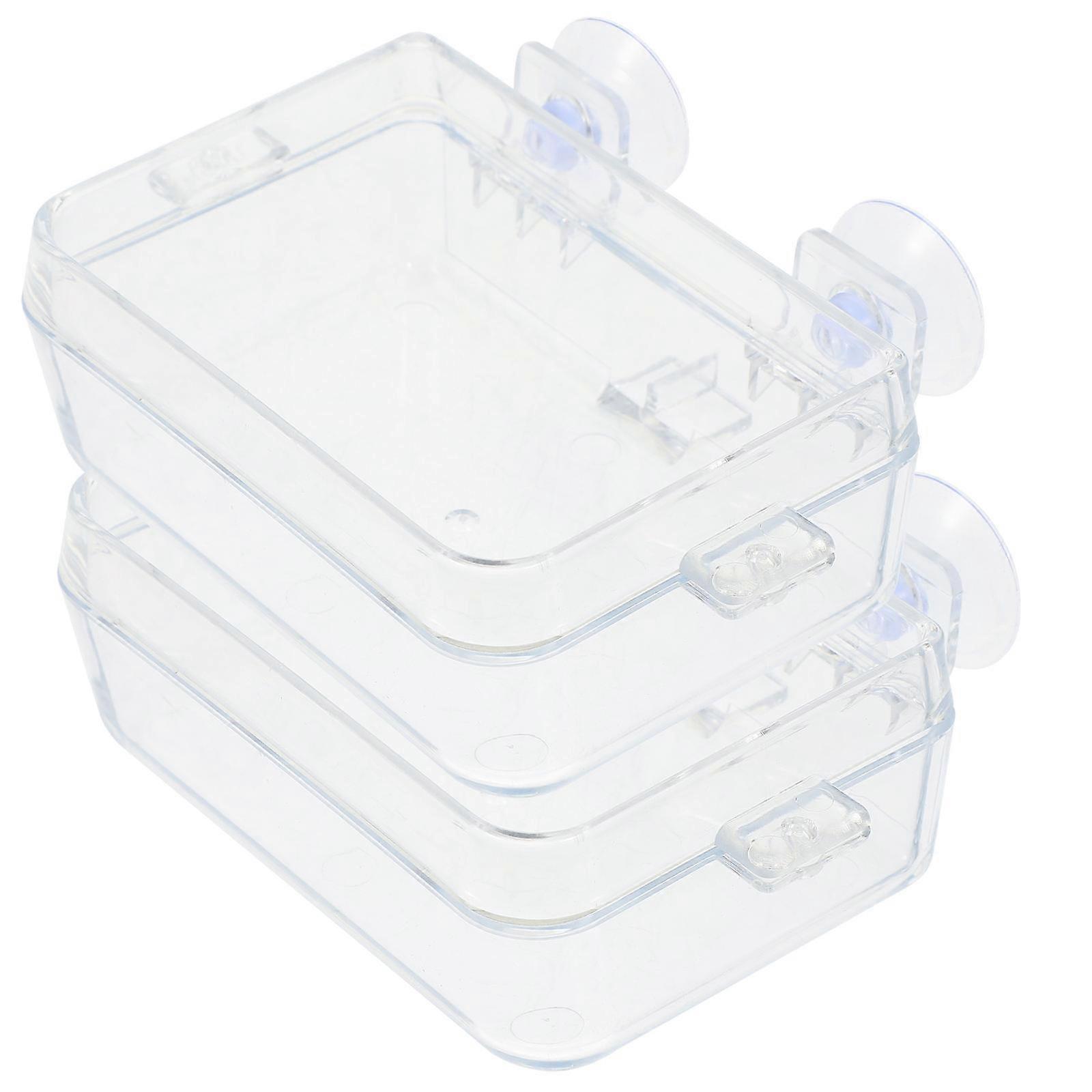 Transparent Reptile Feeders Feeding Boxes with Suction Cups 4Pcs Supplies