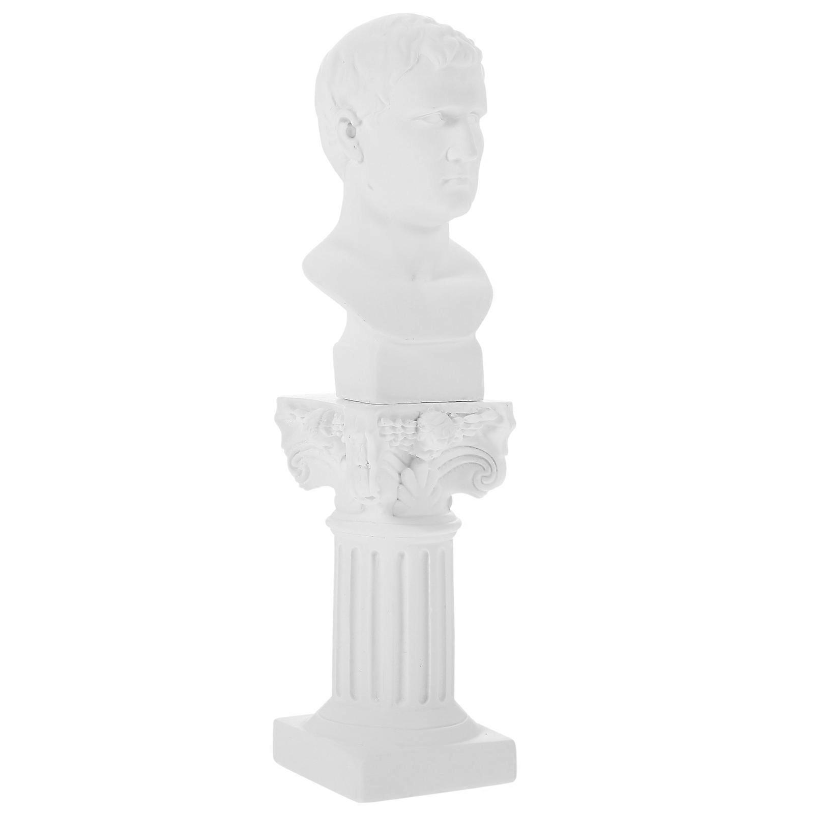White Resin Roman Column Statue for Desktop Display 2Sets Home Decor