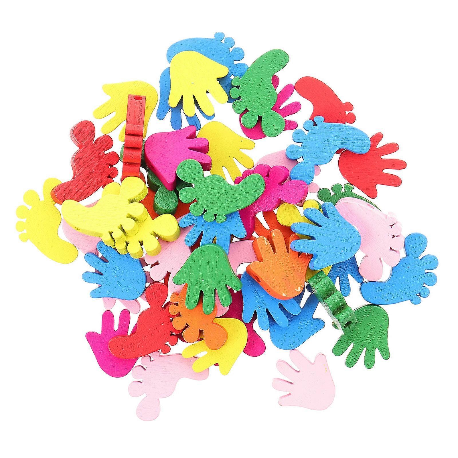 Wooden Button Footprint and Palm Shape for Clothing 200Pcs Assortment