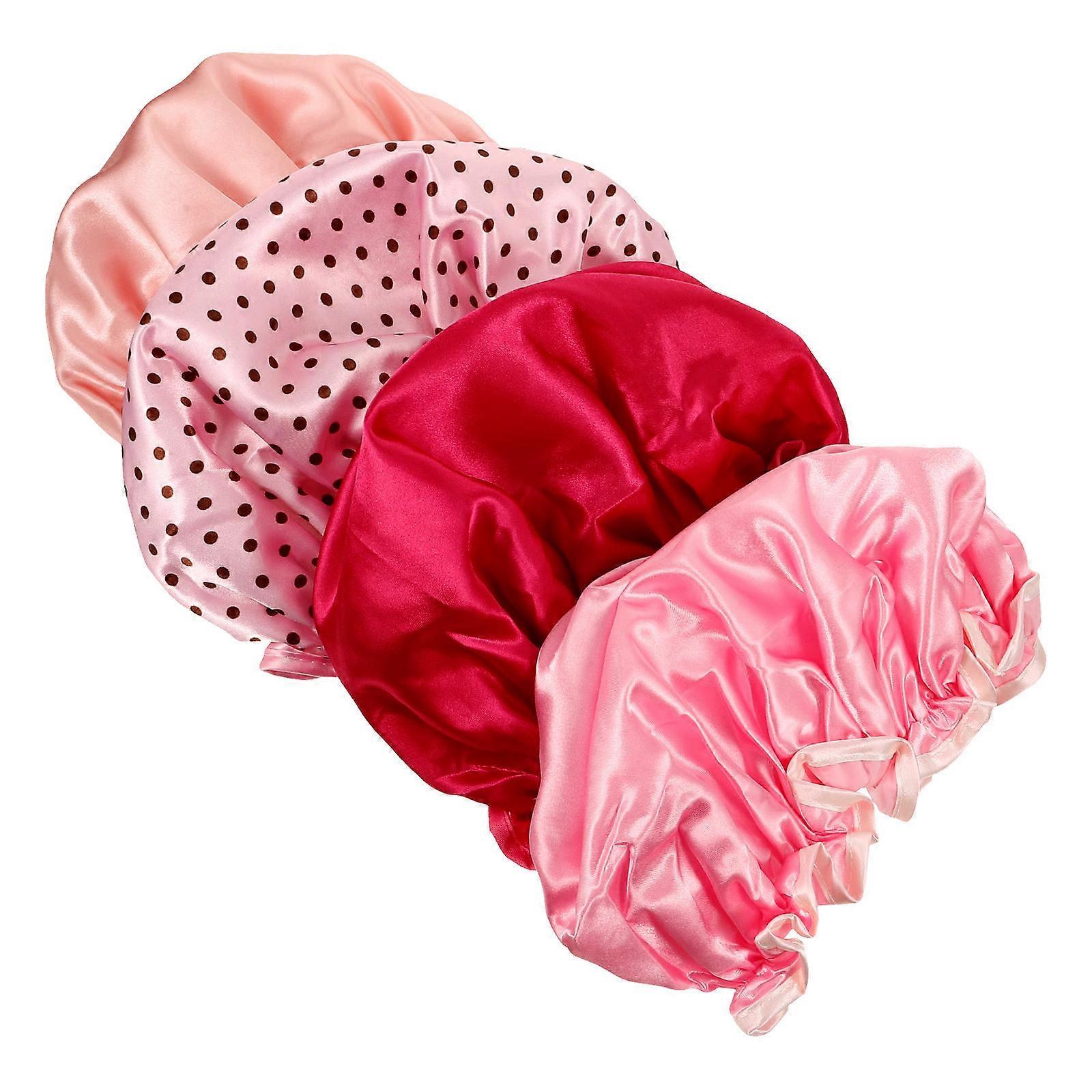 Elastic Band Shower Caps Double Layer Waterproof Bathing Caps for Shower Use 12Pcs
