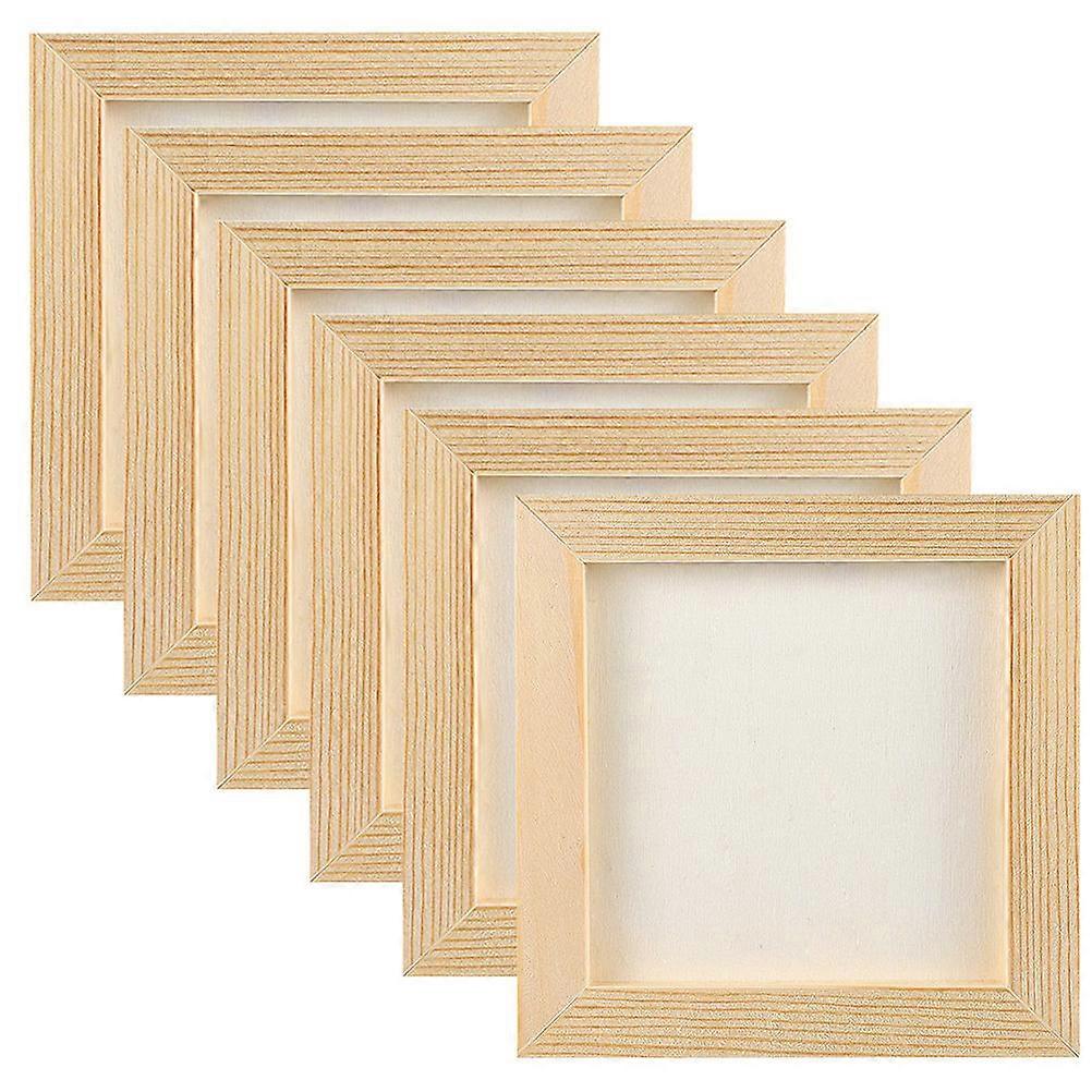 Wooden Painting Display Frame 24 Pcs Beige Square Canvas For Kindergarten Art Projects Educational Toy