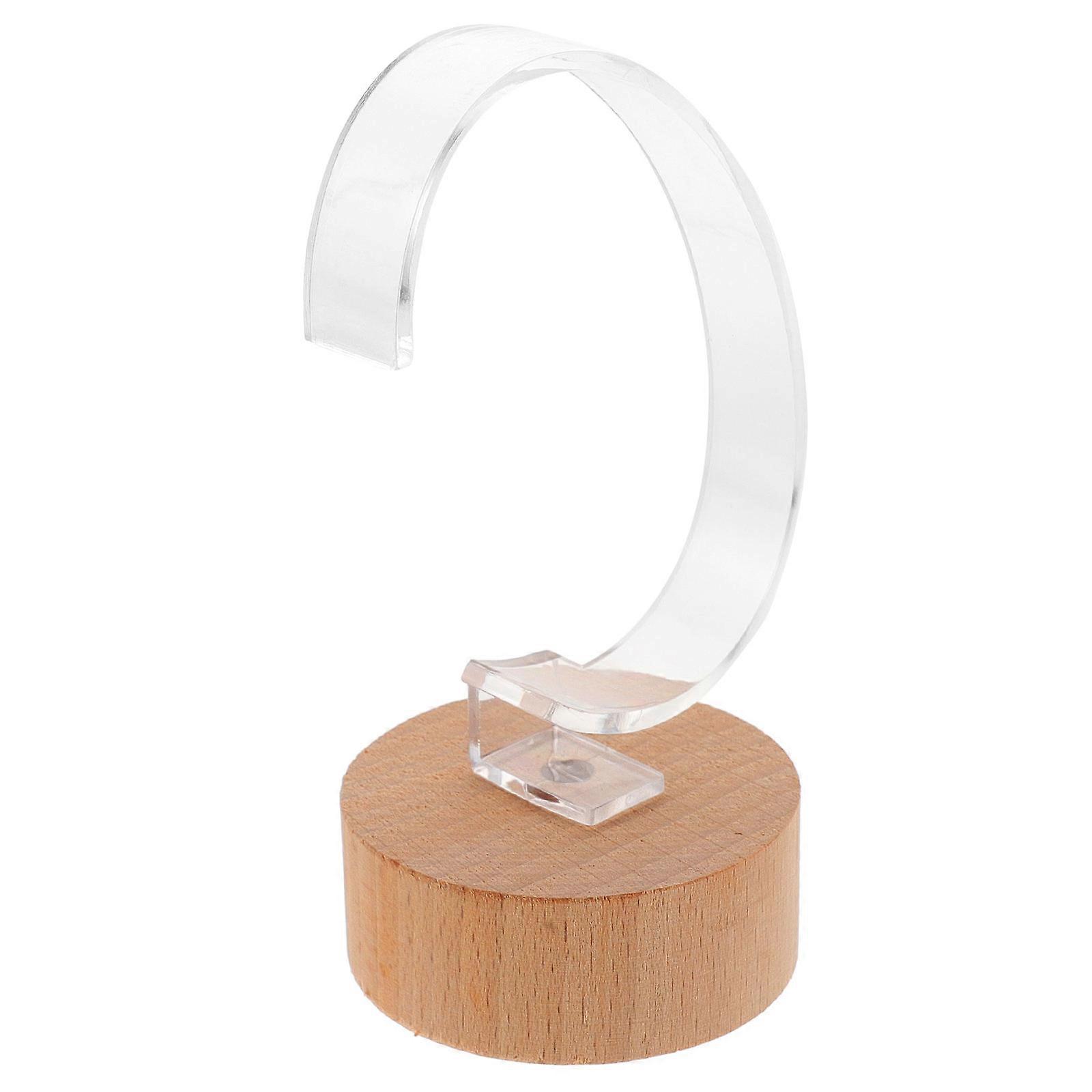 Bracelet Rack 2Pcs Acrylic And Beech Wood Combination Display Holder For Jewelry In Light Brown Ideal For Home Use And Retail Showcases