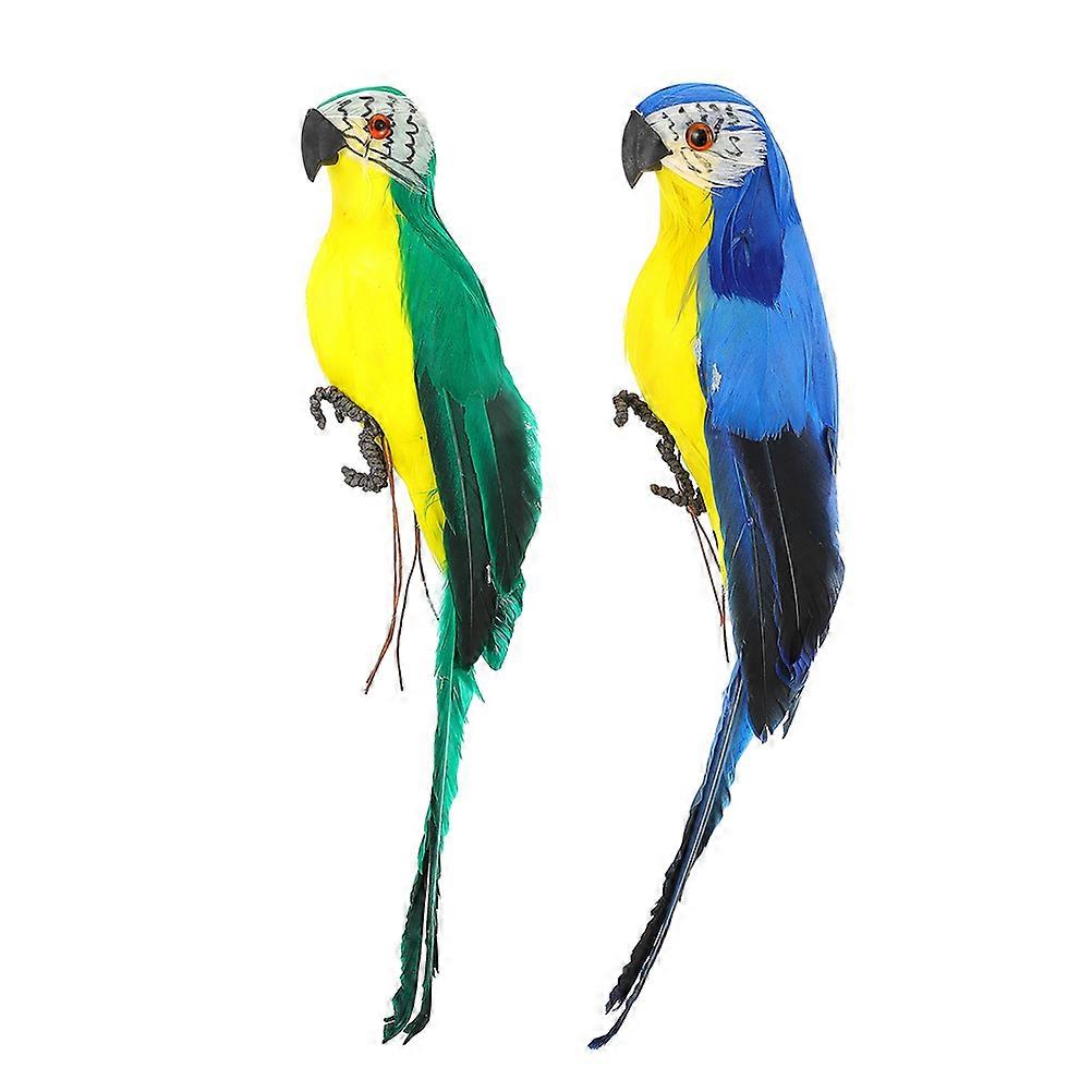 Simulation Parrot Ornaments Artificial Birds for Decor 2Pcs Set