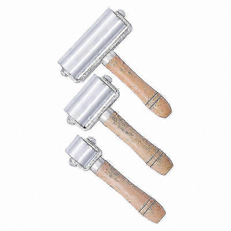 26mm Wooden Handle Press Roller for Leather and Glue Applications with Metal Edge