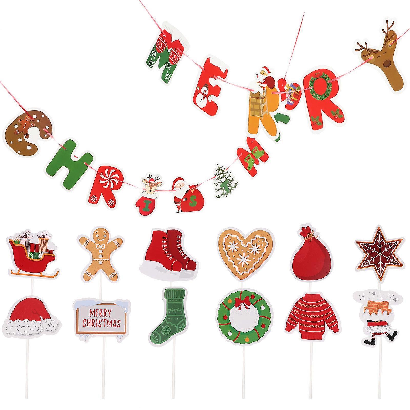 Christmas Hanging Banner Paper Decoration for Party 1Set Assorted Color