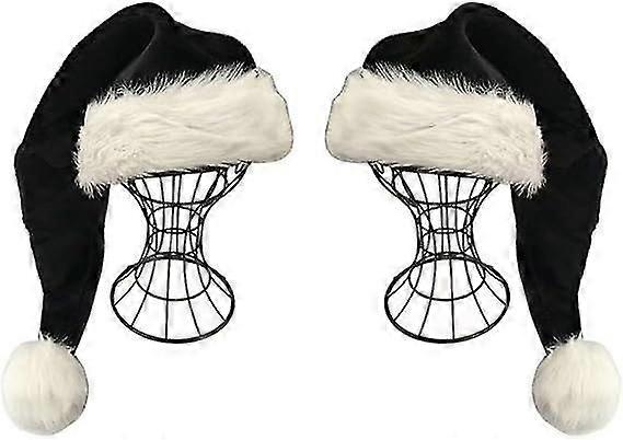 2 st Svart Tomteluva - Lyxigt Svartvitt Julhattpaket för Vuxna