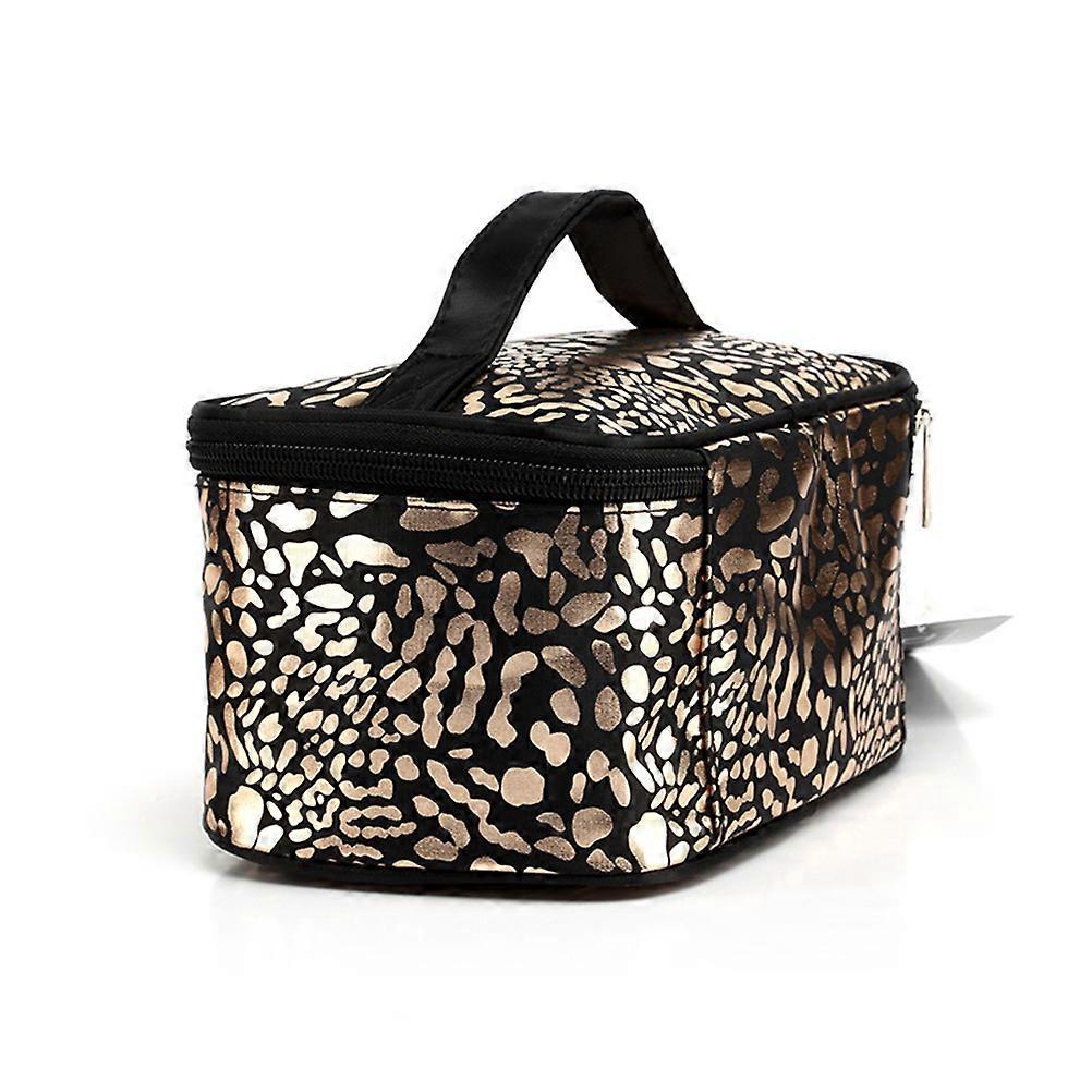 Large Makeup Pouch for Women 1 Leopard Pattern Square Zipper PU Bag