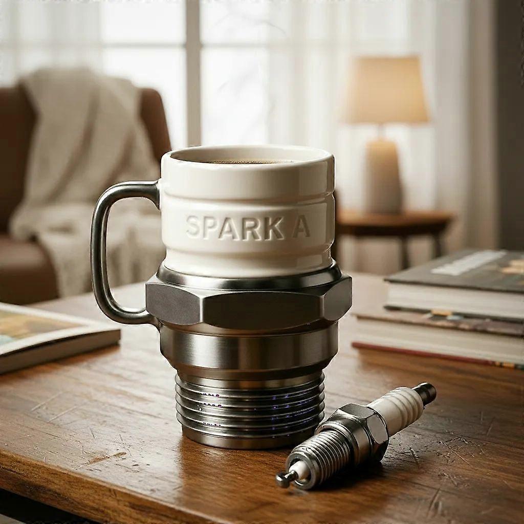 Spark Plug Mug,Resin Spark Plug-shaped Coffee Cup,Novelty Mechanical Style Cup,Creative Novelty Gift for Collectors & Enthusiasts