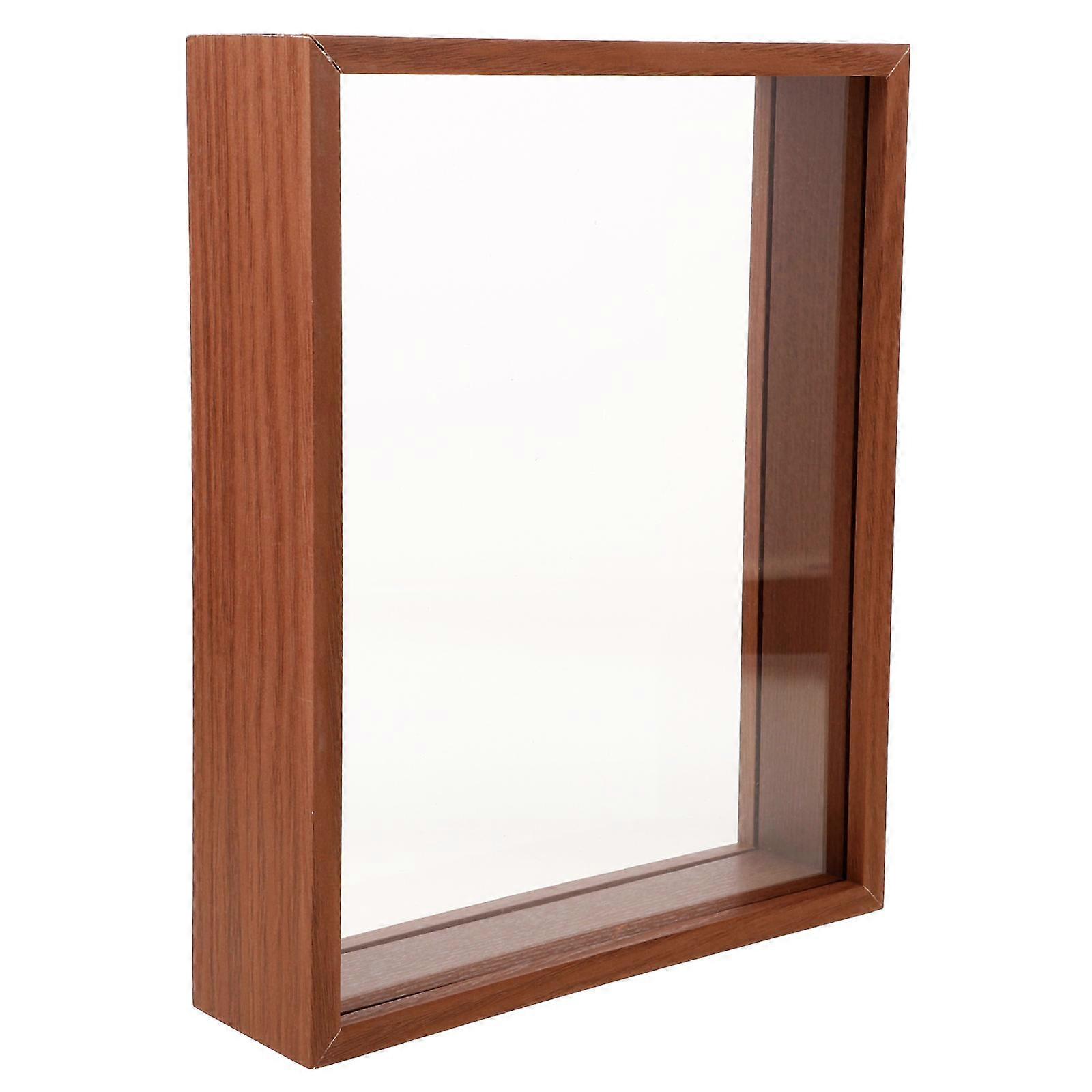 Wooden Shadow Box Frame for Decoration 3Pcs Coffee Dried Flower Display