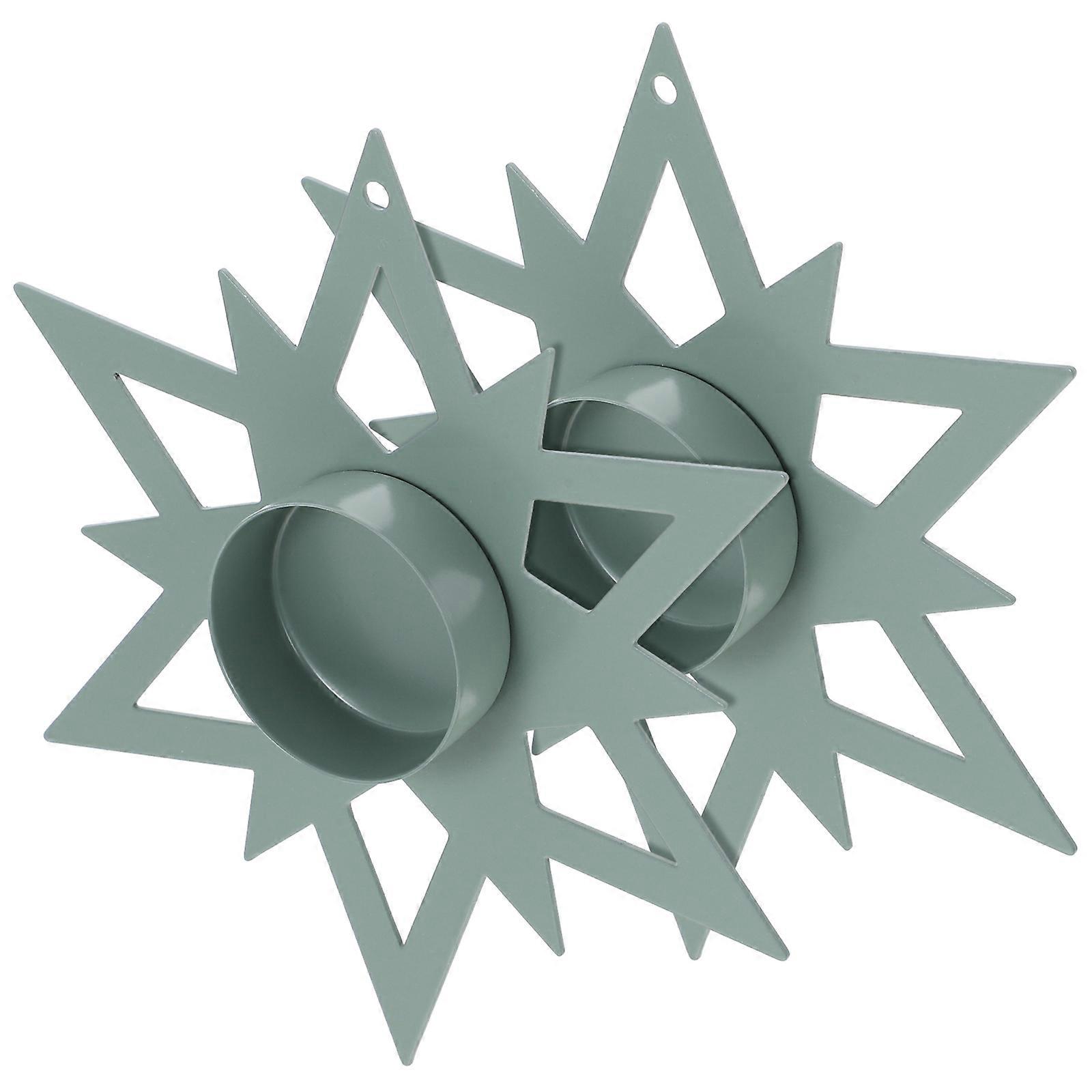 Decorative Candle Holder Set For Winter Party Light Green Hexagonal Design Heat Resistant 6Pcs