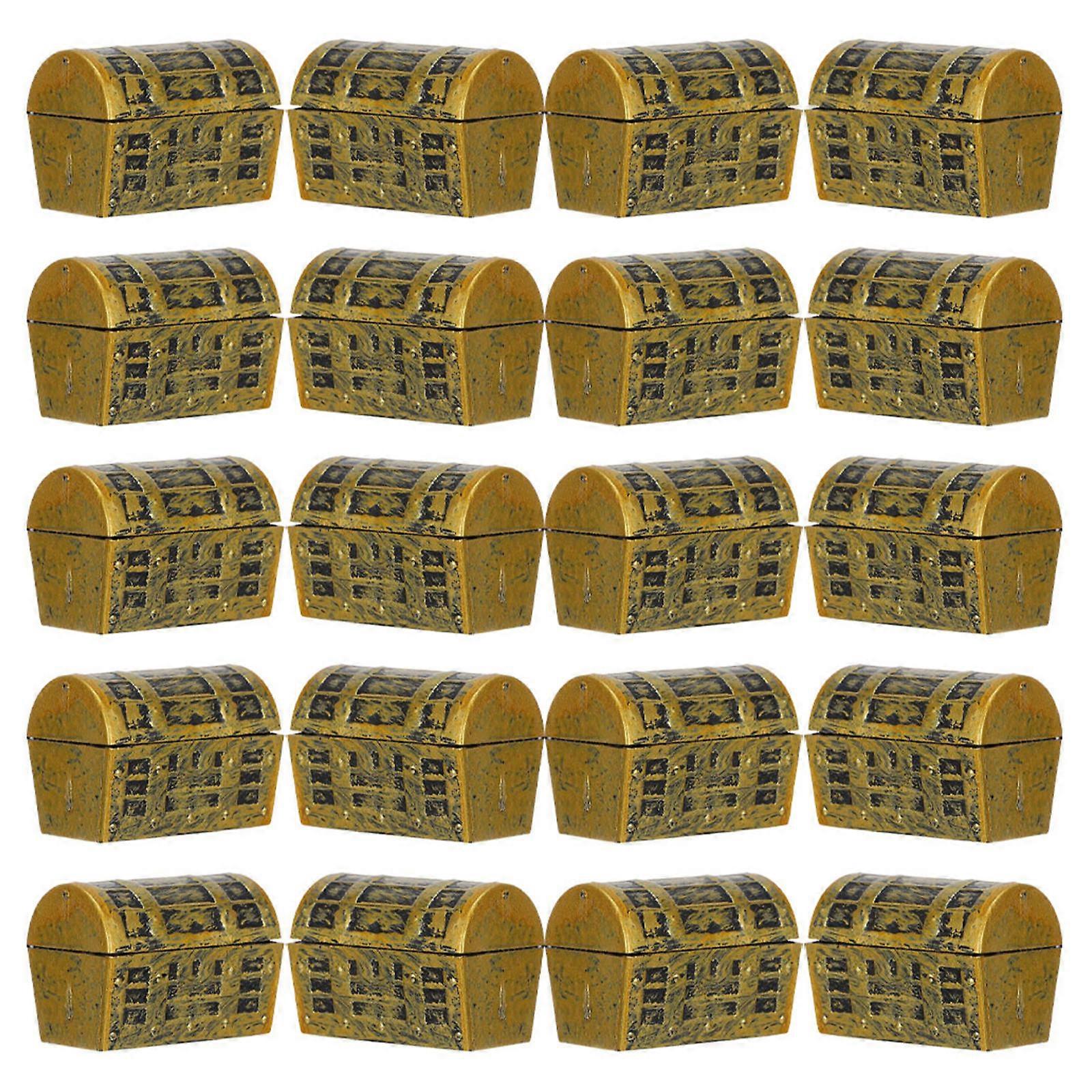 20Pcs Miniature Treasure Box Model for Party Favors with Golden Plastic Material