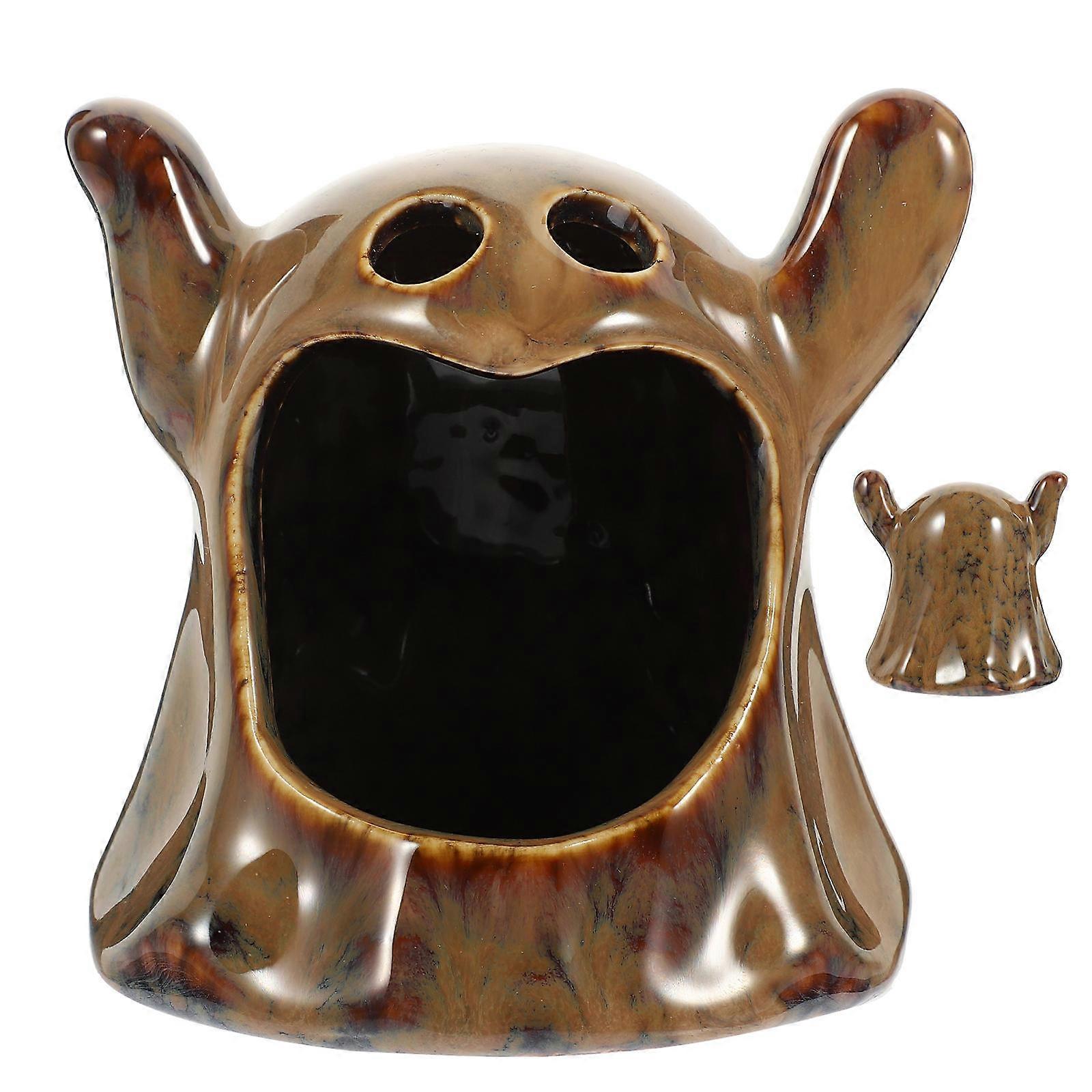 Ghost Shape Ceramic Hamster Hideout for Small Pets Comfortable Hamster House