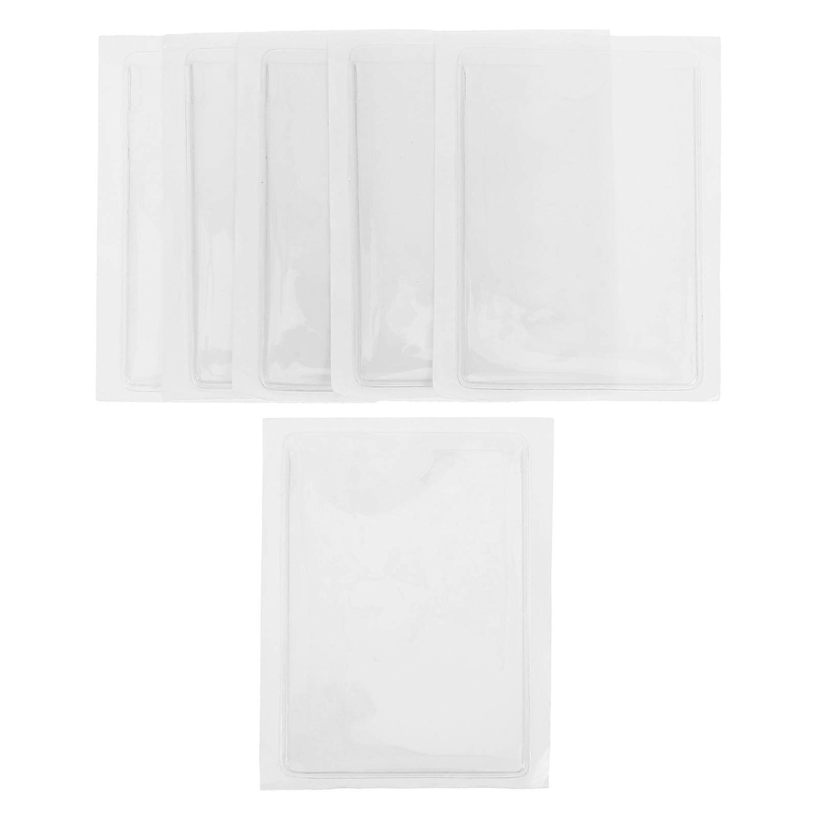 Self Adhesive Index Card Holder for Storage 6Pcs White Plastic Pocket Protector