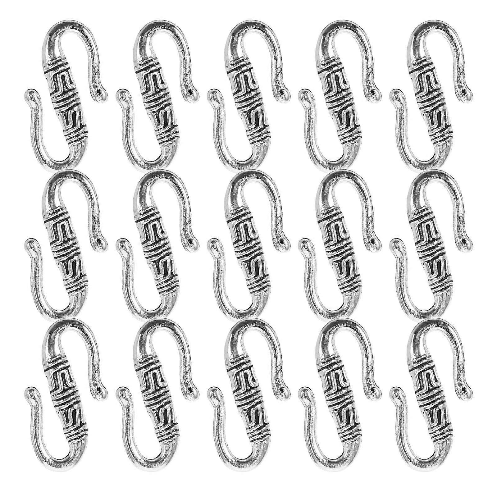Silver Alloy S Shape Clasp Hook for Jewelry Making 60Pcs