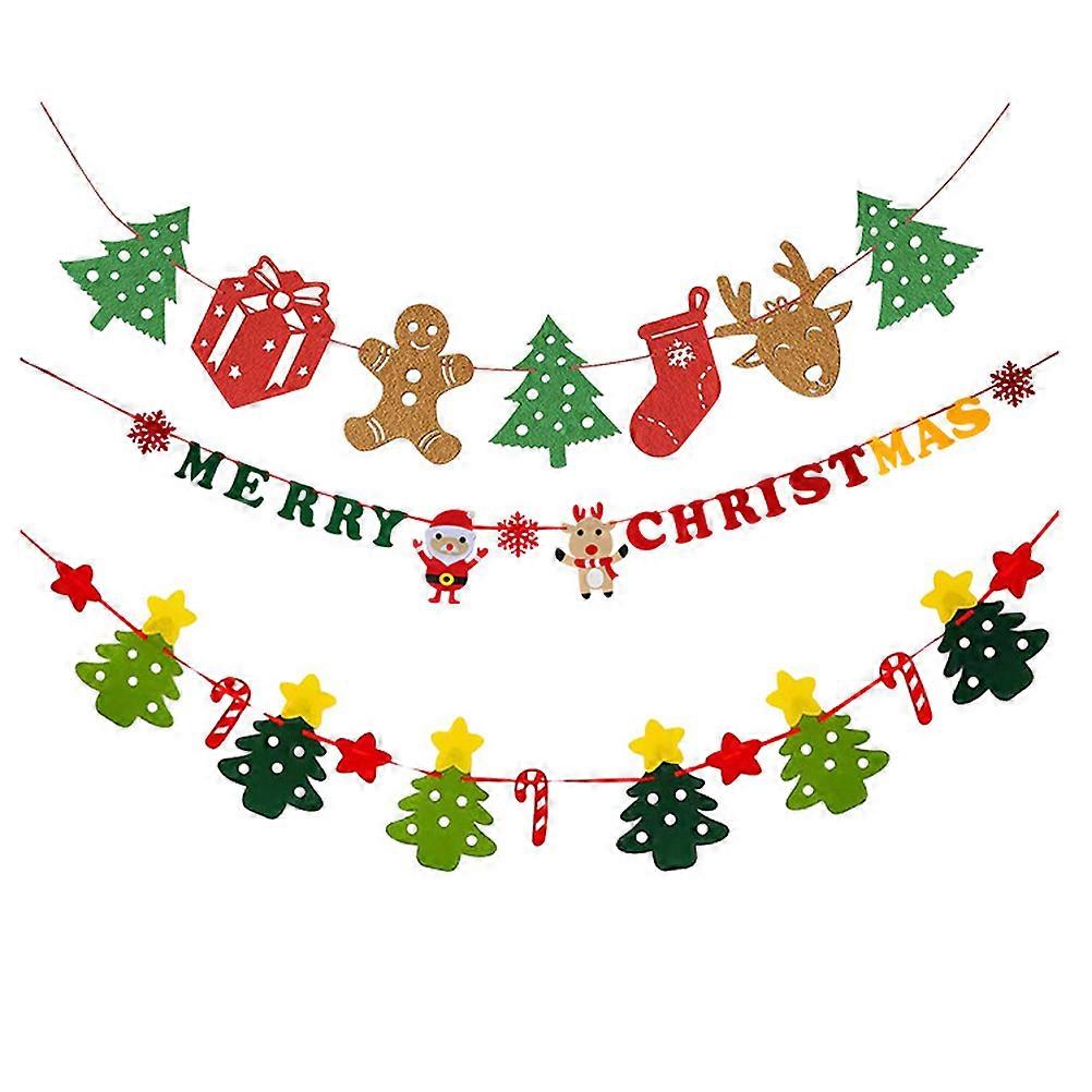 Holiday Banners For Inside Christmas String Flag Decorative Backdrop Photo Background Red 3Pcs