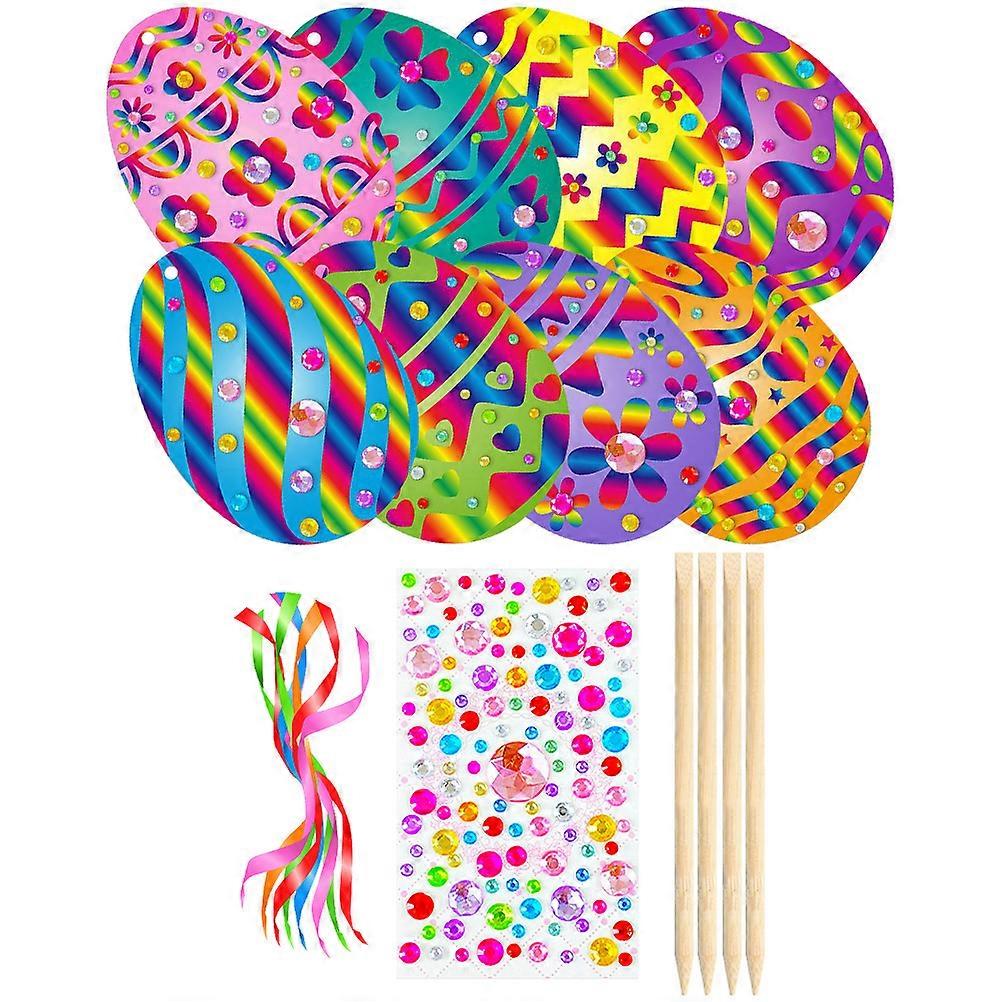 Creative Easter Scratch Paper Art Decoration For Kids Hand-Eye Coordination Training 2 Sets Egg Shape Ideal For Easter Party