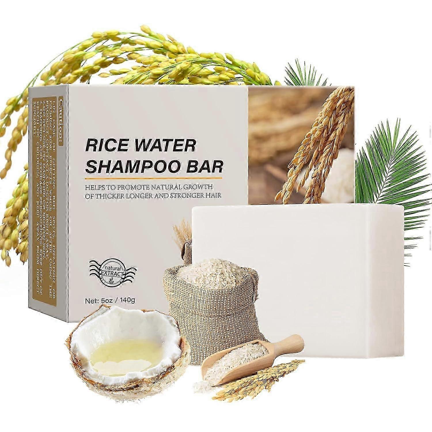 Rice Water Shampoo Bar, 2 in 1 Nourishing and Strengthening Shampoo & Conditioner for Hair Growth and Oil Control, Cleansing & Moisturizing