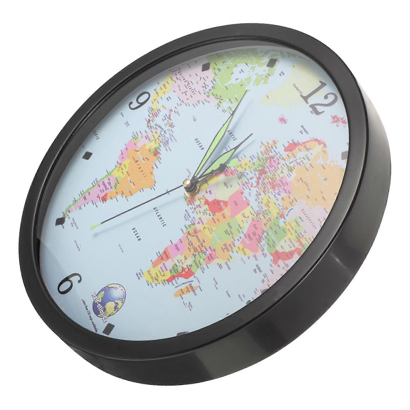 Plastic Wall Clock for Home Decoration 2Pcs World Map Pattern Battery Clocks