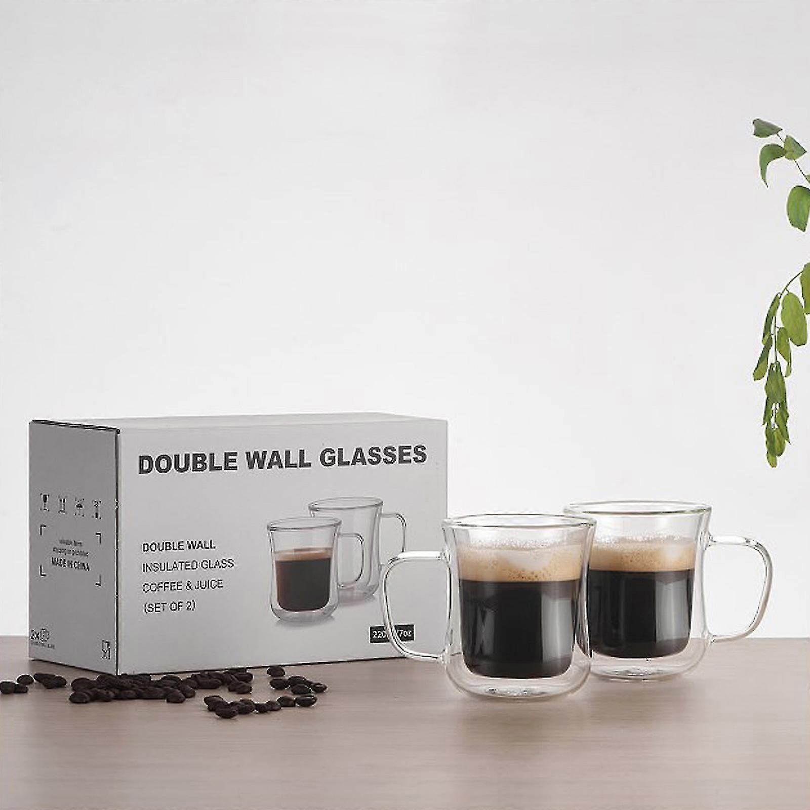 2Pcs Glass Water Mug Multipurpose Large Capacity Safe Transparent Drink Cup Double Layer for Home 26s