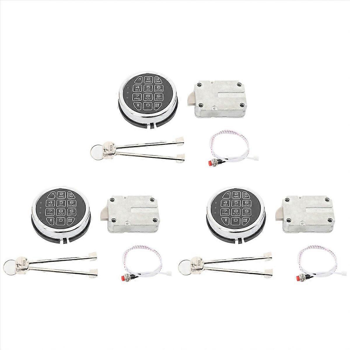3X Replacement Electronic Safe Lock with Solenoid Lock & 2 Override Keys,Chrome Keypad Security Fire