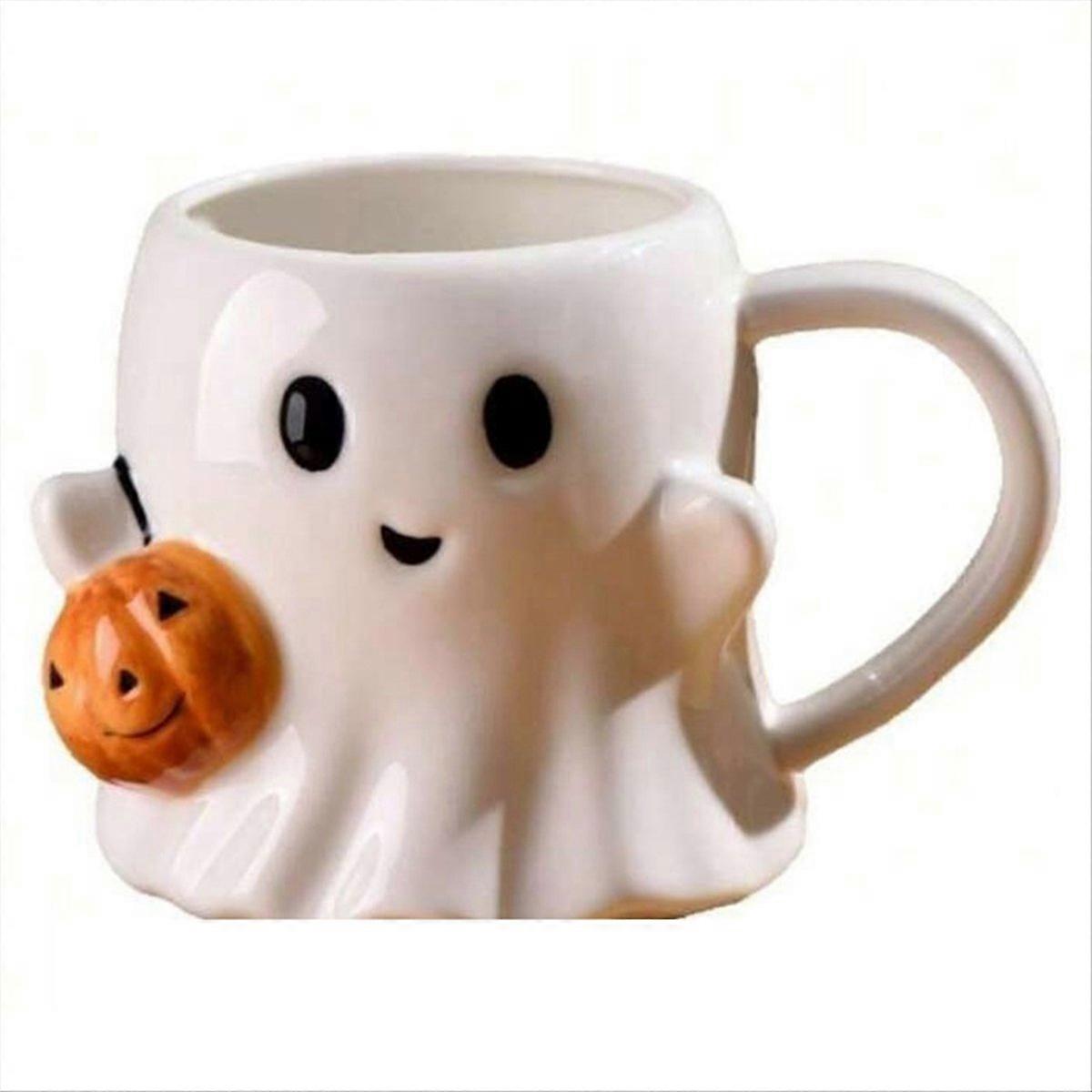 Halloween Coffee Mug Cute Ceramic Ghost Pattern Coffee Mug, Pumpkin Ghost Mugs, Cute Handmade Hallow