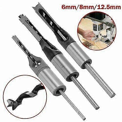 3x Mortising Chisel Woodworking Tool Square Hole Saw Auger Mortise Drill Bit Set