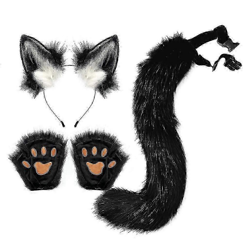 animal ear headband with plush tail for halloween costume