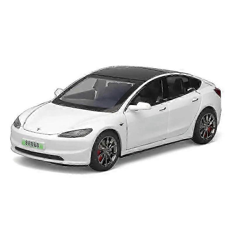 1:32 Tesla Model 3 2024 Die-Cast Car Model Made of Cast Aluminum with Simulated Sound and Light Features in White