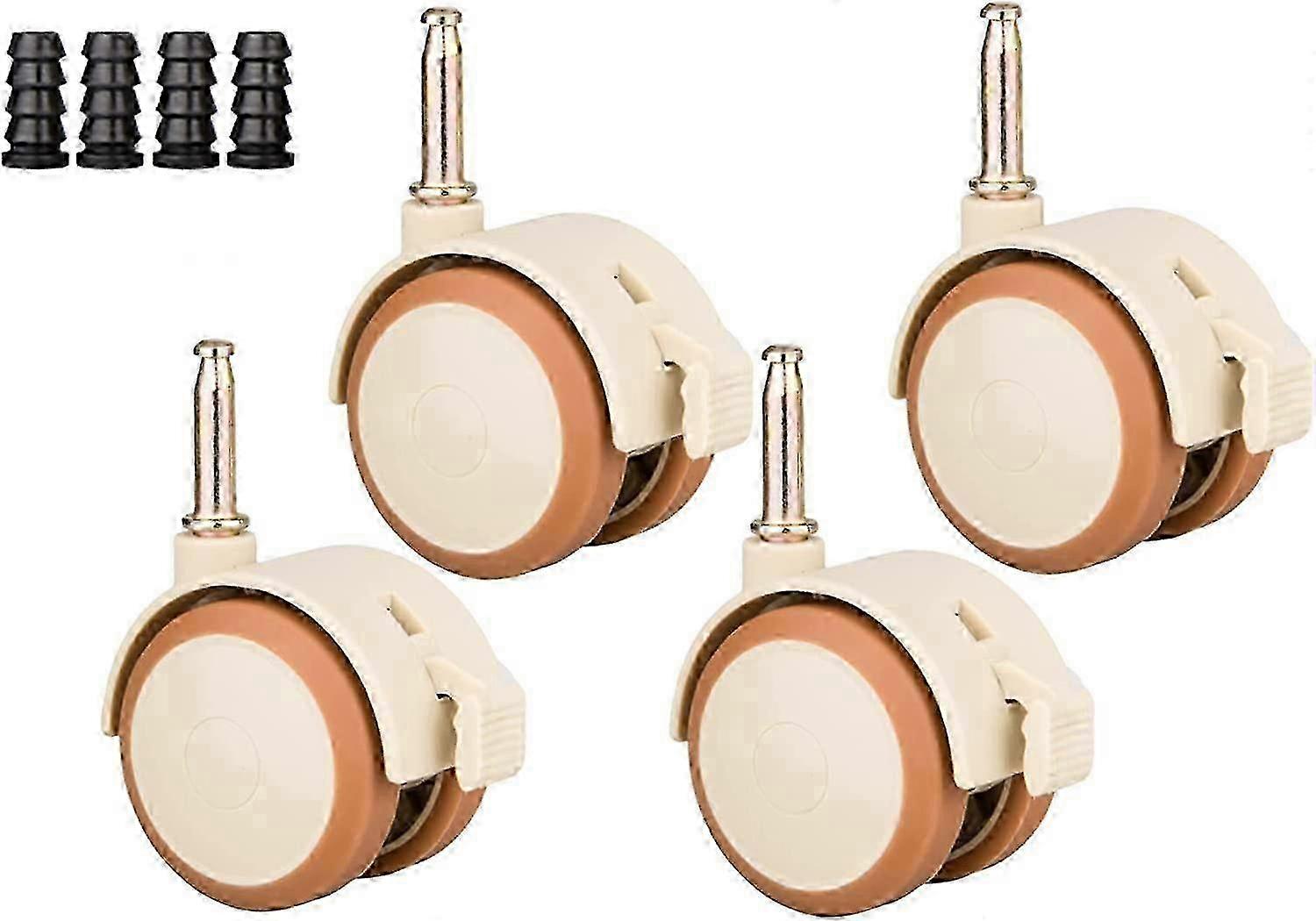 4 Crib Swivel Casters Double Sleeved Pin Wheels With Brake Rubber Casters Safety Double Casters No Noise Swivel Casters Sturdy Durable Swivel Casters