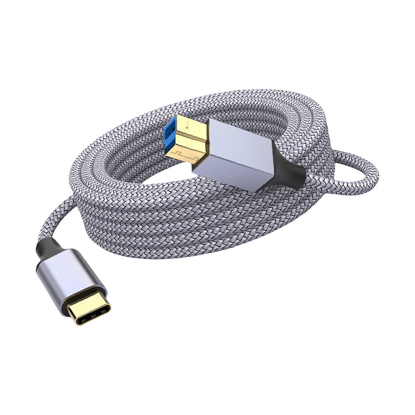 Nylon Braided USB B To Type C Cable Office Use For Printers Docking Stations Scanners External Hard Drives Data Line Multicolor