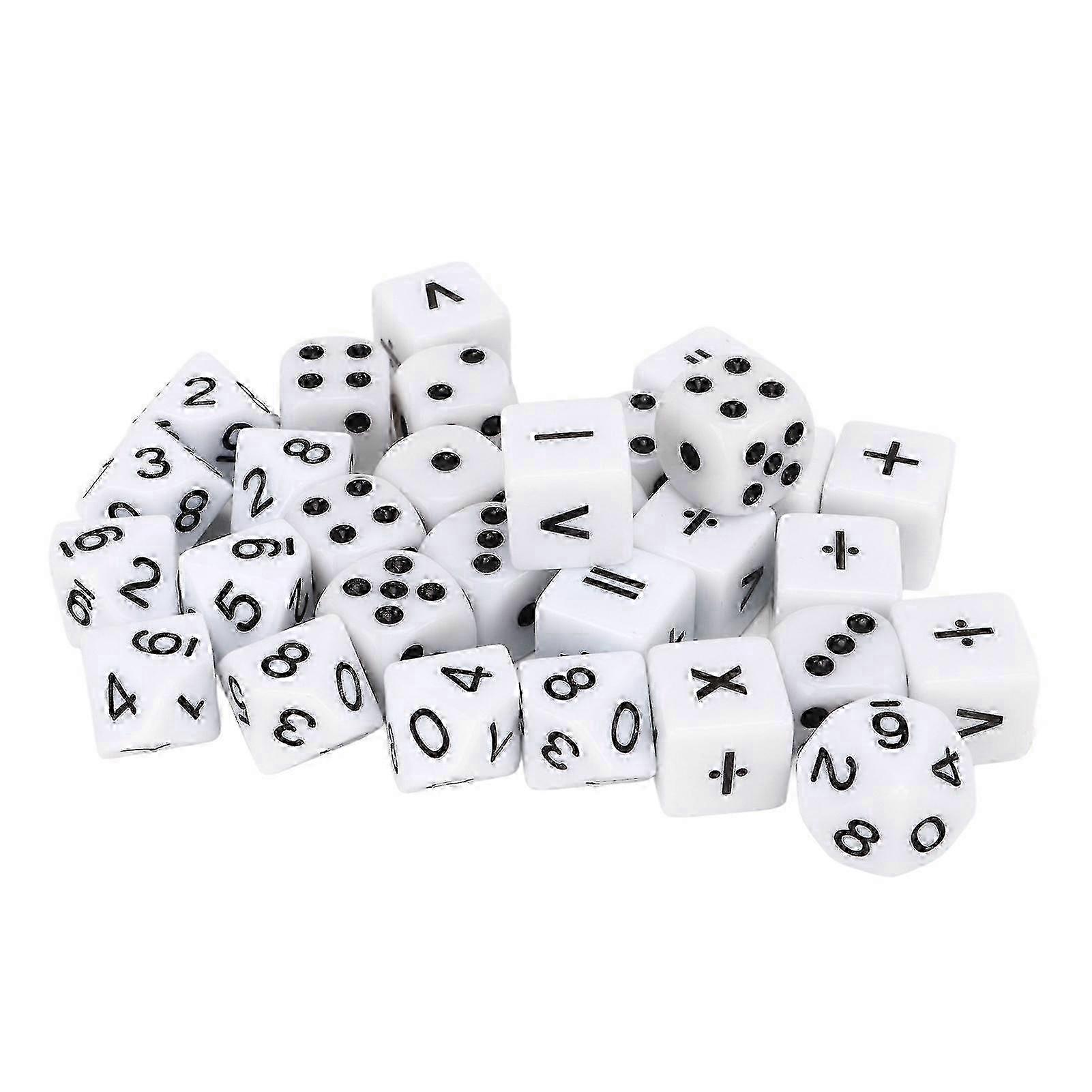30Pcs Dice Set Black Letter Plastic Easy Read Teaching Dice Set for Game Math Learn