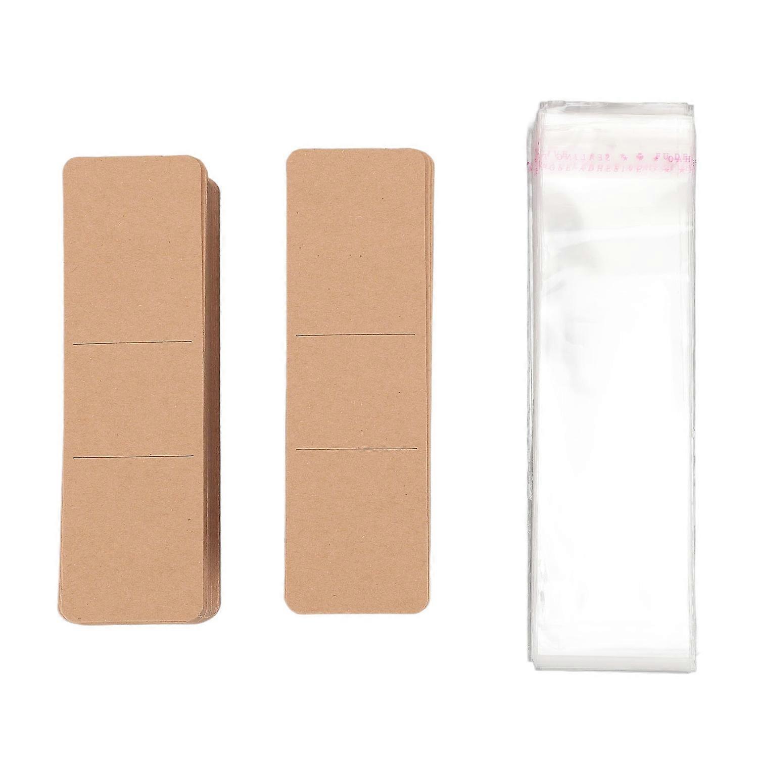200PCS Set Bookmark Sleeve Set Blank Bookmarks Display Card and Transparent Self Adhesive Bag for Ha