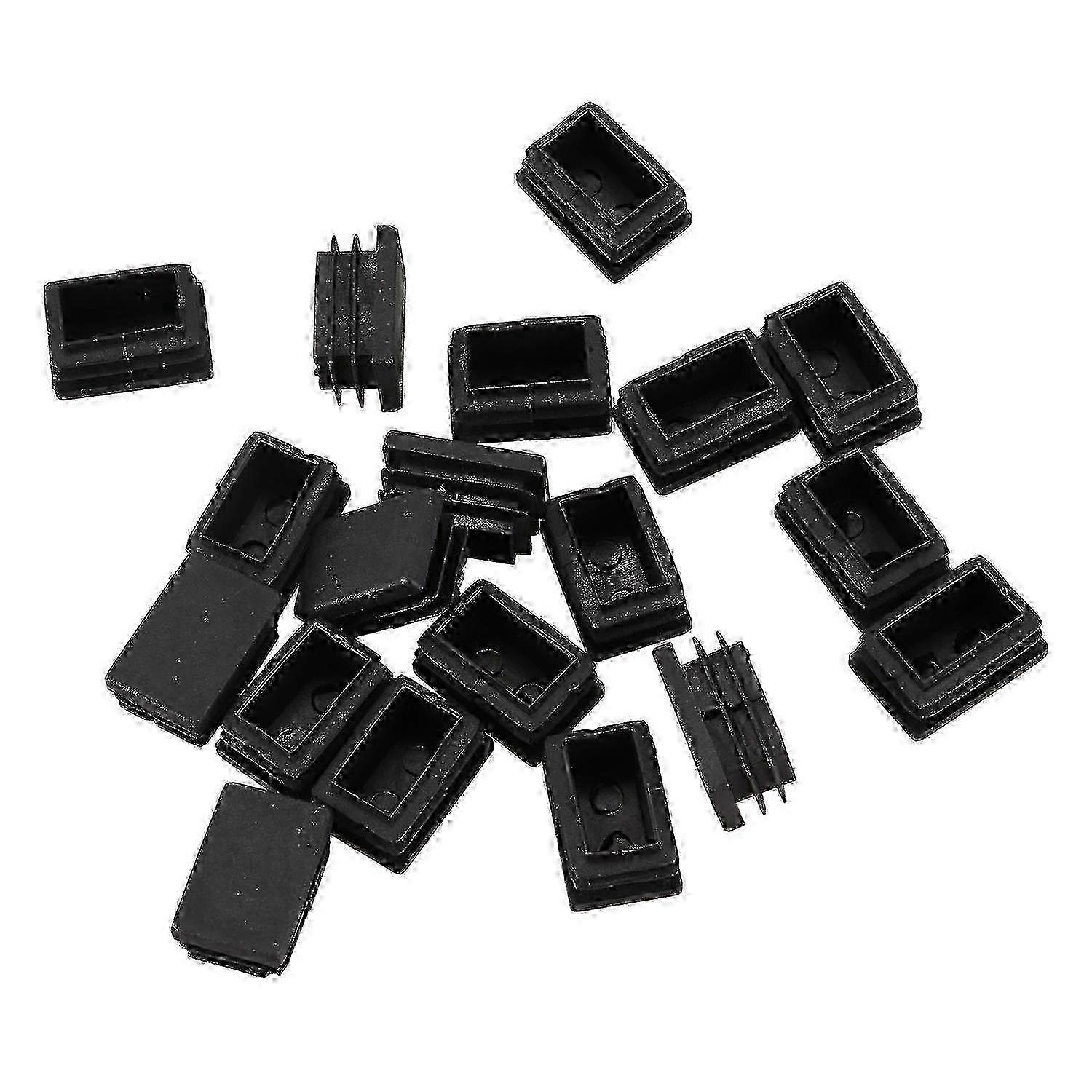 20 pcs Plastic Rectangular End Cap 30mm x 20mm Threaded Pipe Tube Insert Edition