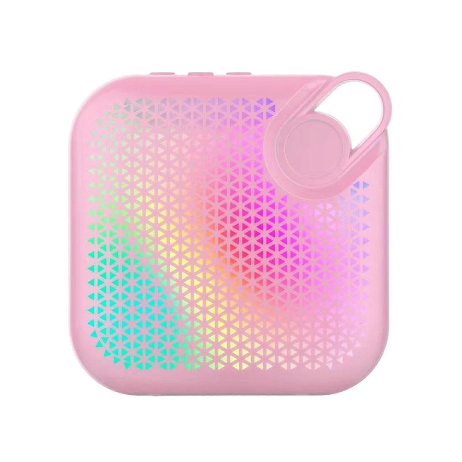 Wireless Bluetooth Speaker with 3D Sound Effects, RGB Ambient Lighting, High-Fidelity Sound, Portable Pink Design
