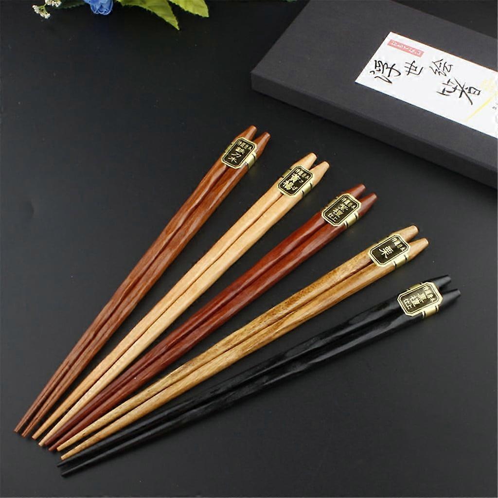 5 Pairs Japanese Reusable Chopsticks Natural Beech Chopsticks Chinese Set Wood