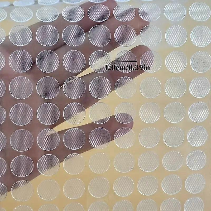 Transparent Dot Stickers with Hook & Loop Fasteners, Strong Adhesive, No Dry Out, Round Coin Design, Perfect for Office Organization