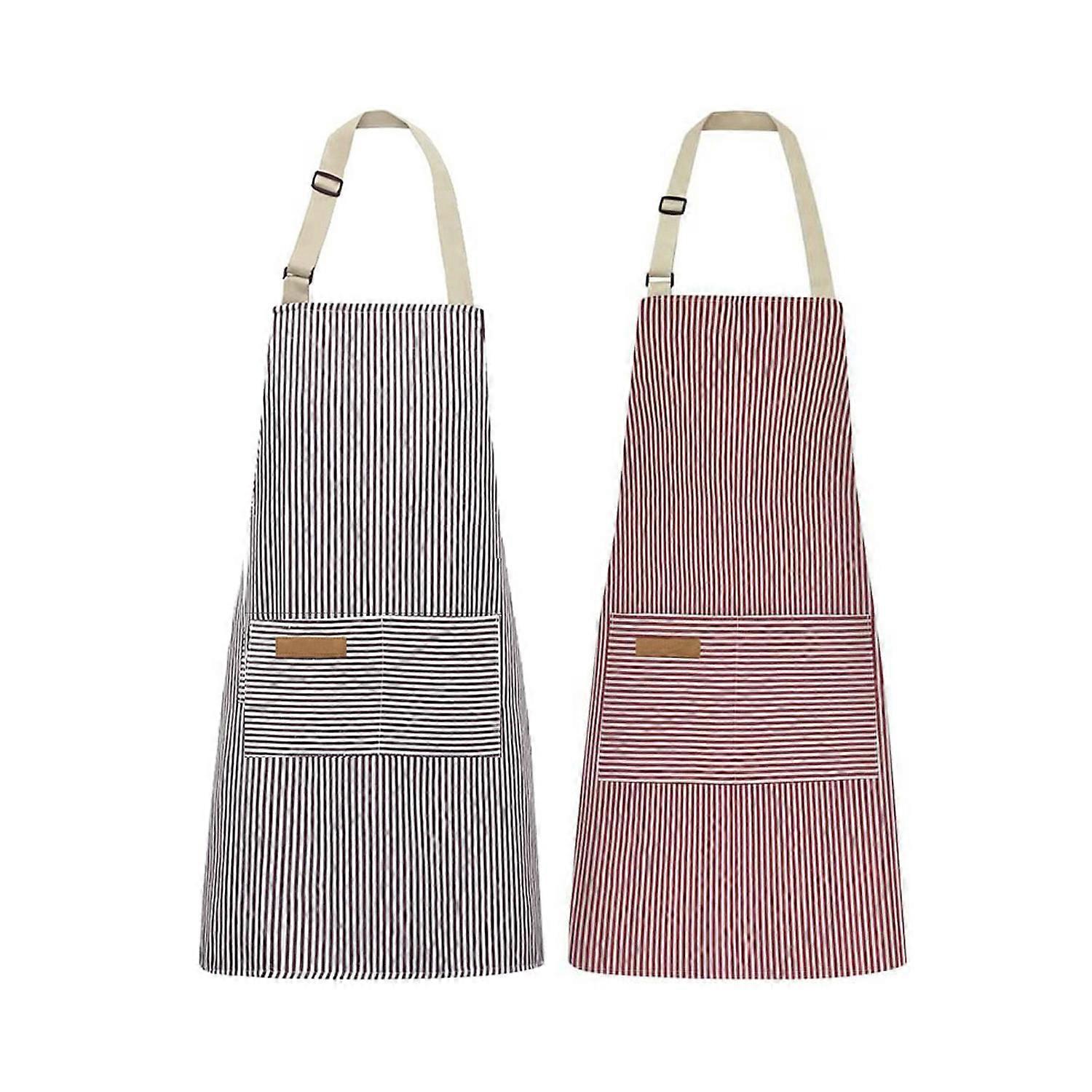 2-Piece Adjustable Cotton Apron, Kitchen Apron, Cooking Apron