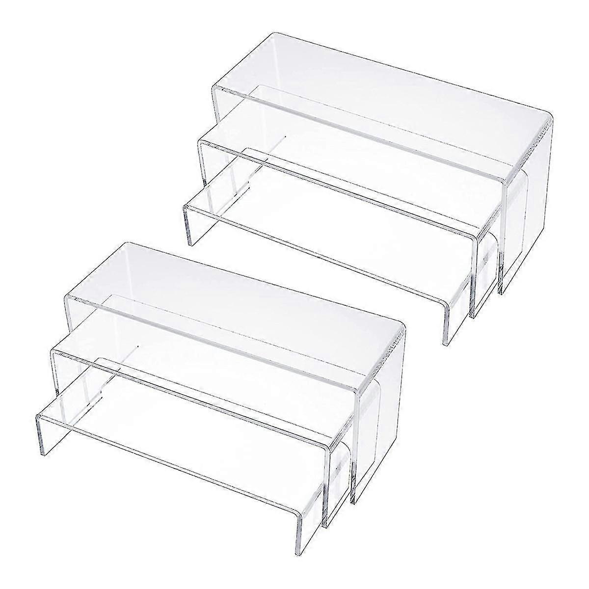 Acrylic display stand, clear rectangular display shelves, 6 pieces [D]