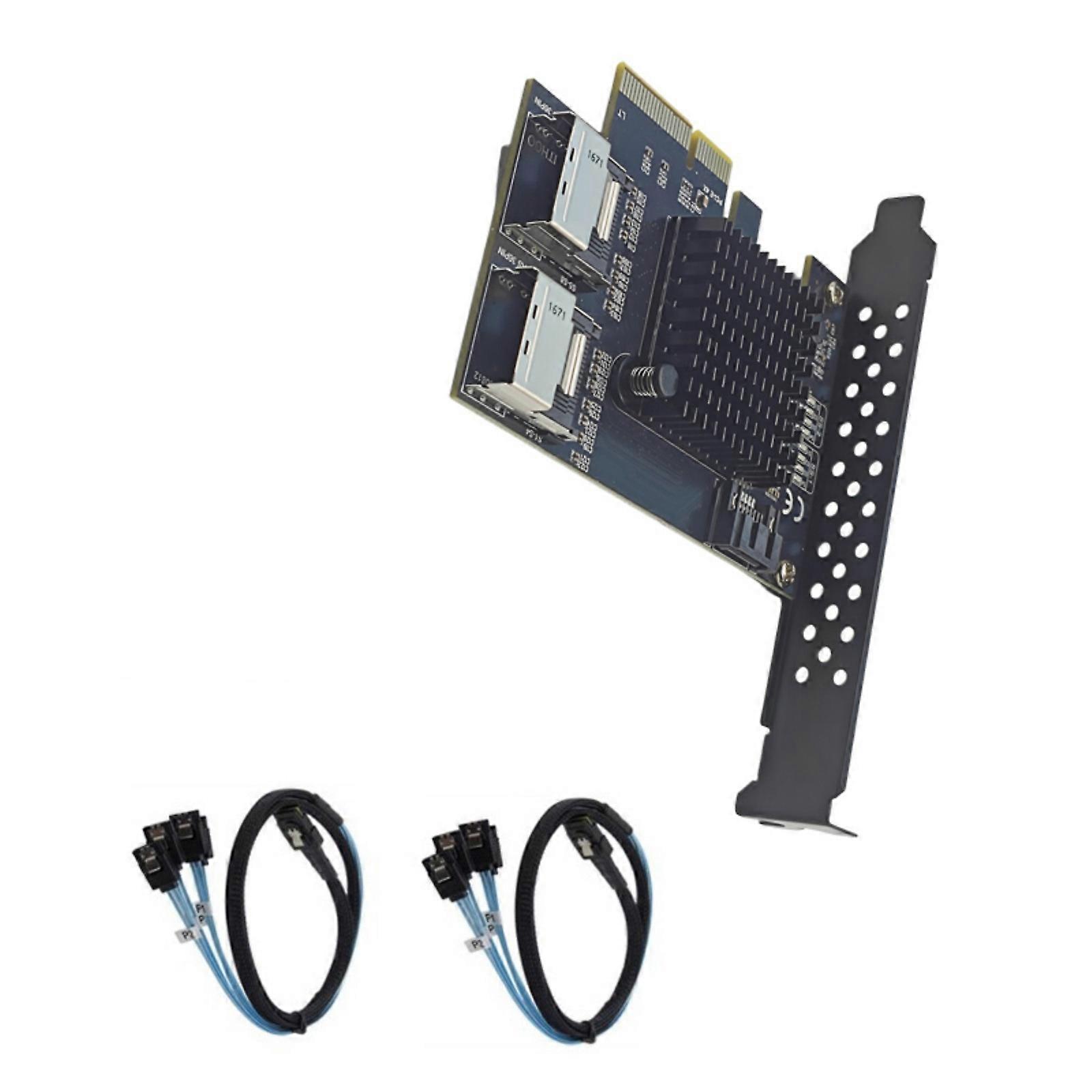 PCIE SATA3.0 Card 9 Port SATA3.0 Expansion Card PCIE to 2 Port SFF-8087 Card 6G Controller for Desktop Multicolor