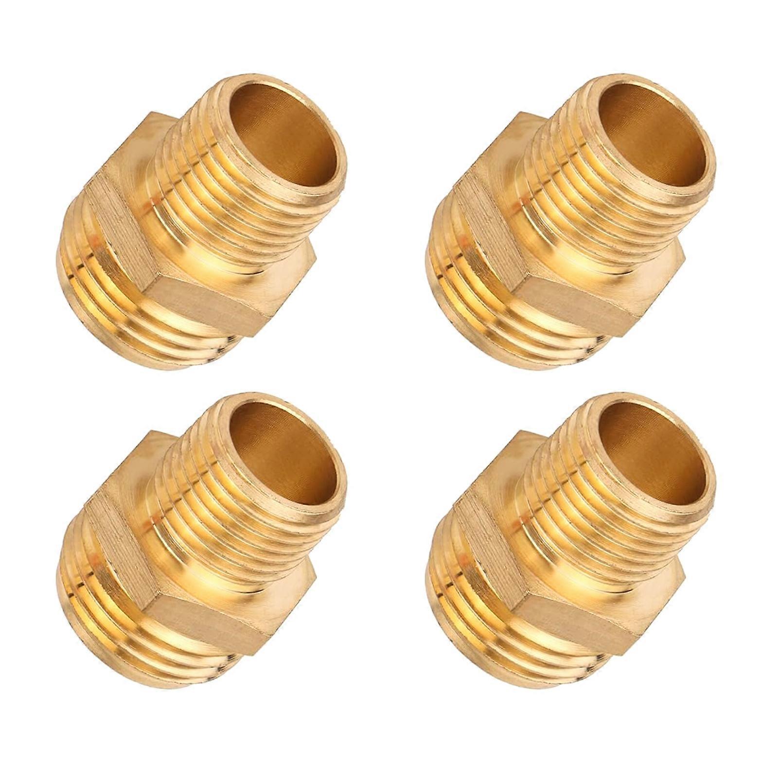 Pack Of 4 Brass Garden Hose Connectors 3/4 to 1/2nch Thread Fittings Simple to Operate for Secure Water Pipe Connection Multicolor