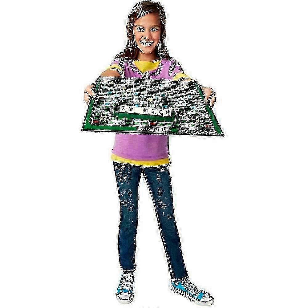 Deluxe Scrabble Game with Locking Tiles for 2-4 Players, Fun Family Board Game for Ages 8 and Up