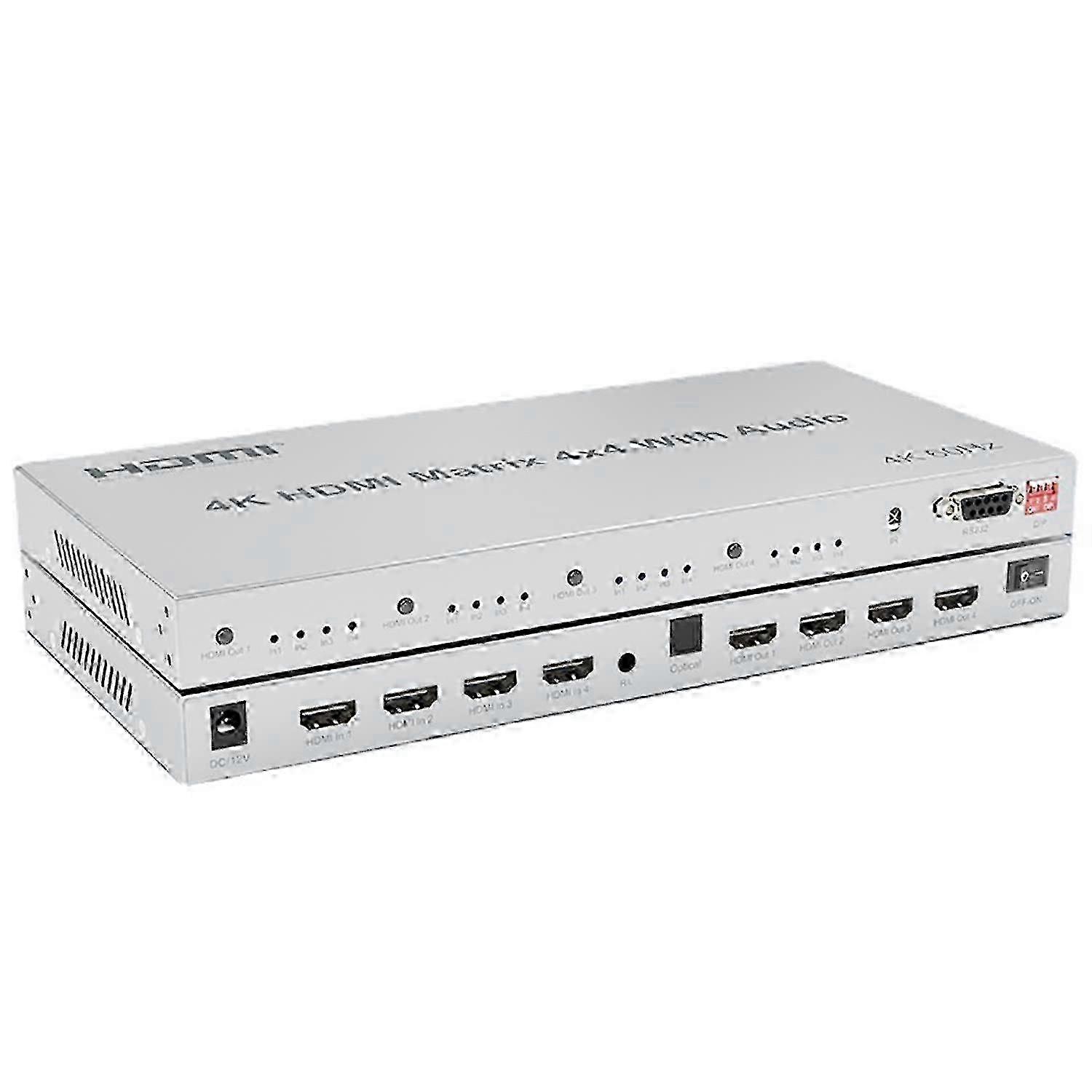 HDMI Matrix 4X4 mit Audio, 4K@60Hz Matrix Switch 4x4 mit Audio Extractor