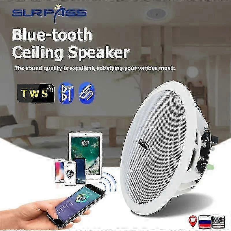 Waterproof Bluetooth Ceiling Speaker with Built-in Digital Amplifier 10W 6 Inch