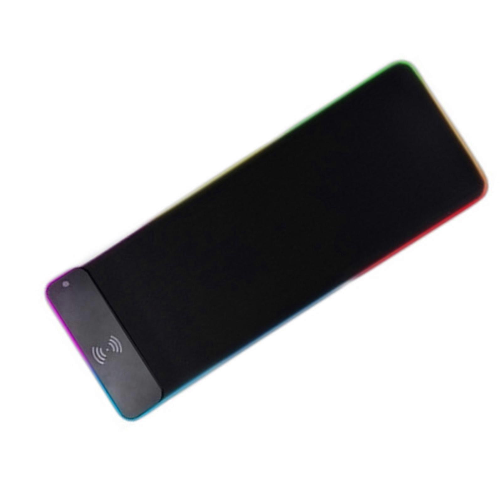 LED Gaming Mouse Pad with 15W Wireless Charging Rubber Base Computer Keyboard Mat for Gaming PC Laptop Accessories Multicolor
