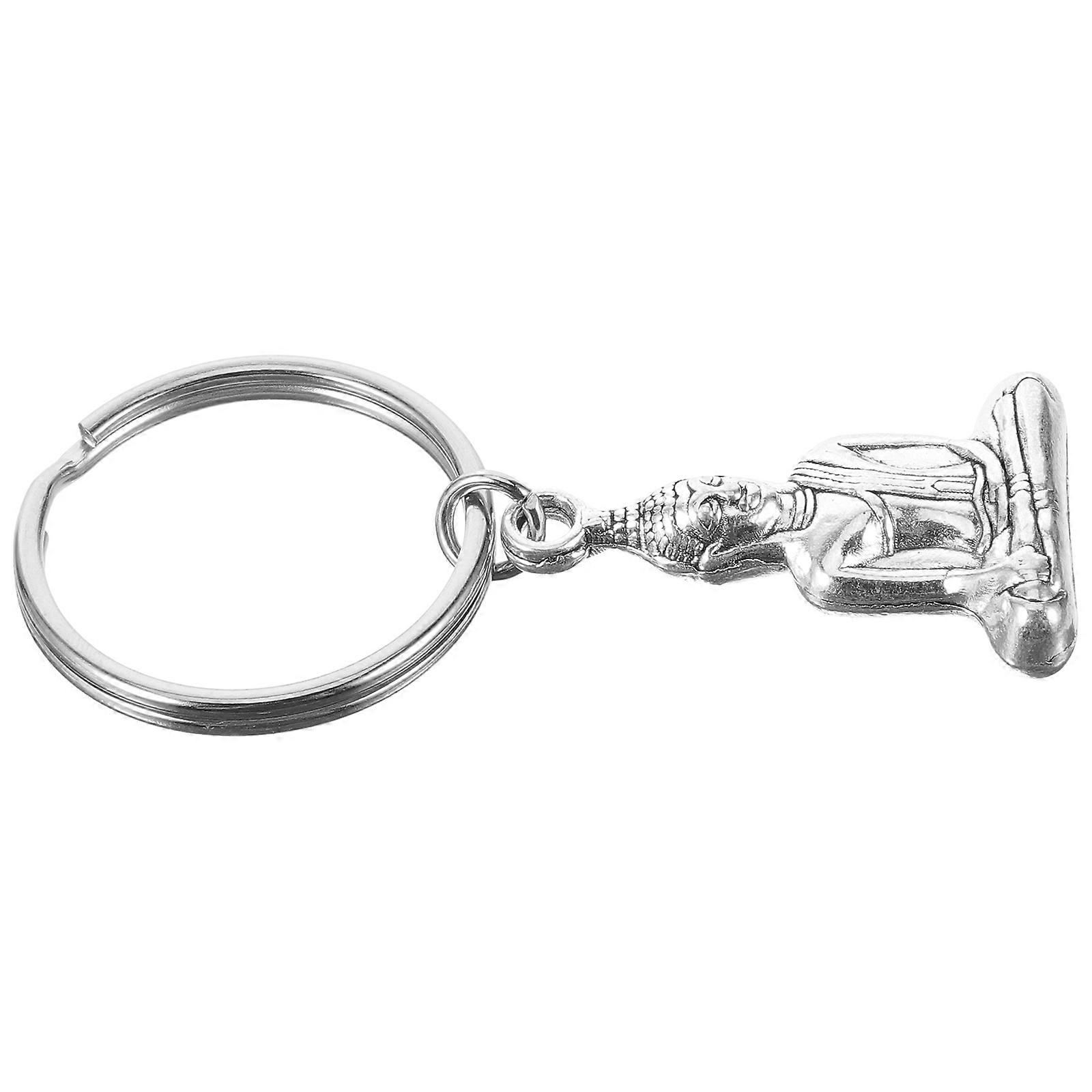 Keychain for Backpack Buddha Statue Vintage Charm Alloy Made Prevent Key Loss 1Set